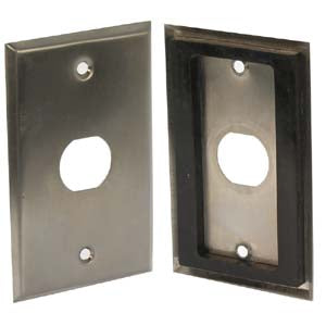 1-Port Single Gang Stainless Steel Wallplate with Water Seal 1-Port Single Gang Stainless Steel Wallplate with Water Seal